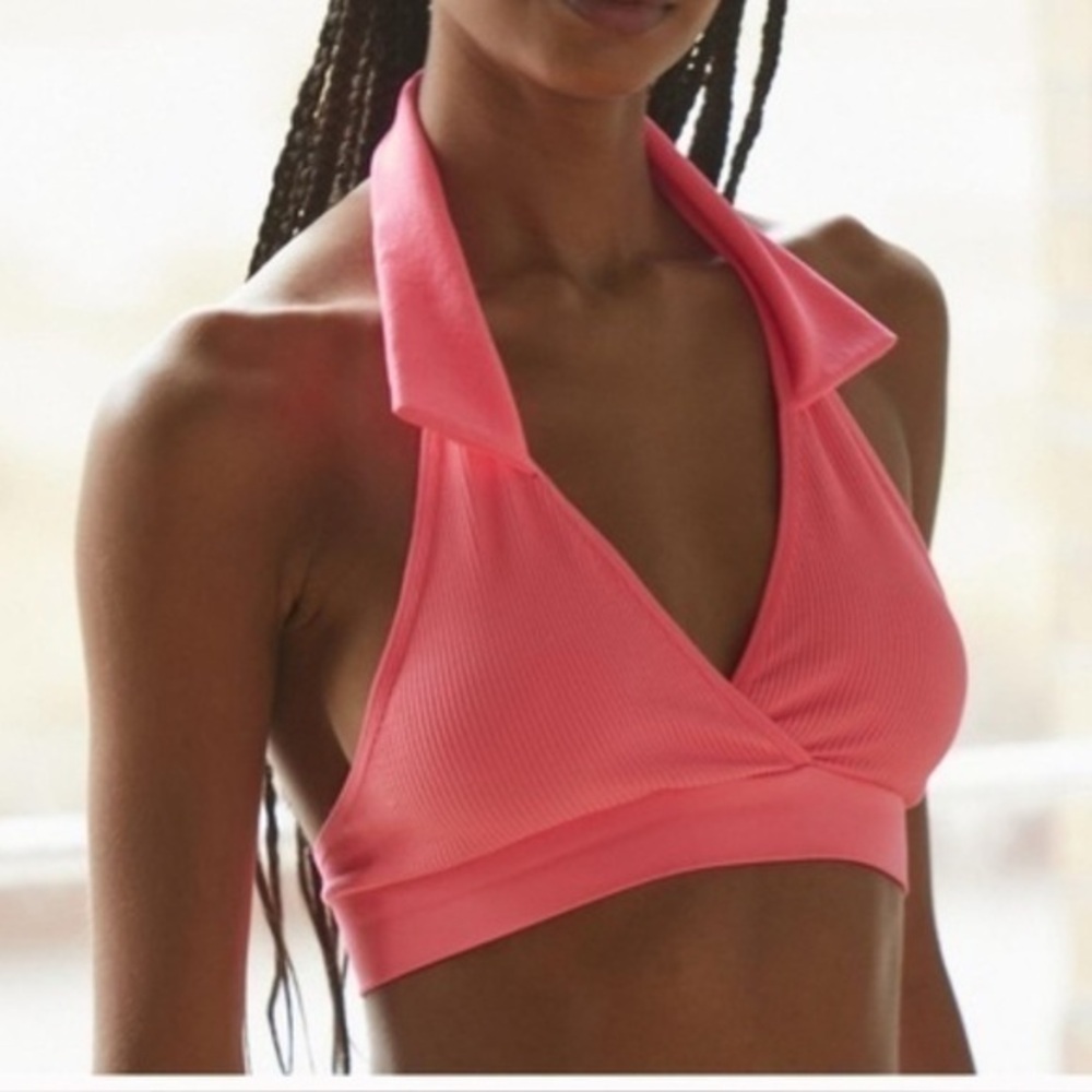 New Urban Outfitters Out From Under Rushmore Seamless Polo Bra Top Neon Pink XS